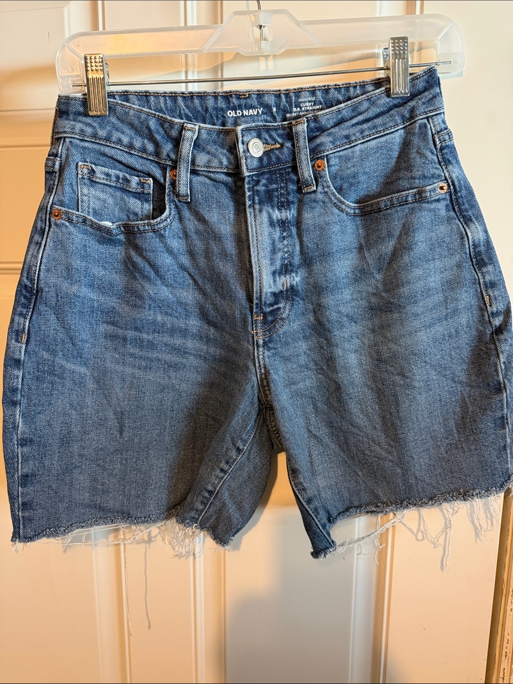 Old Navy Blue High-Rise Frayed Denim Shorts